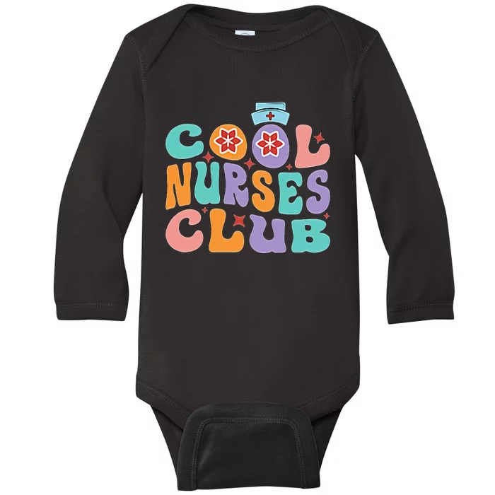 Cool Nurse Club Healthcare Worker Nurse Life Back Print Baby Long Sleeve Bodysuit