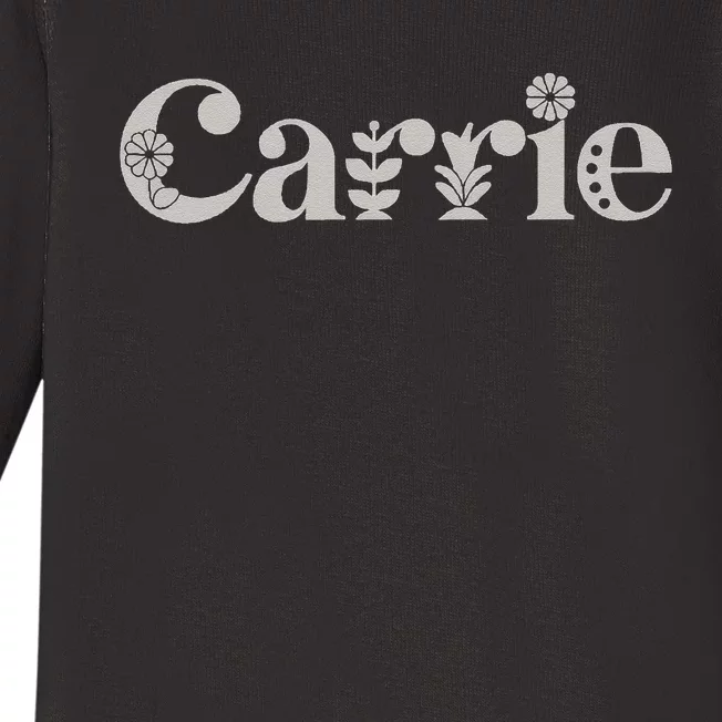 Carrie Name Custom Flower Personalized Botanical Women Mom Baby Long Sleeve Bodysuit