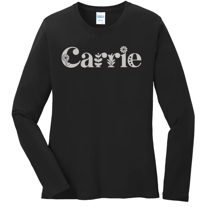 Carrie Name Custom Flower Personalized Botanical Women Mom Ladies Long Sleeve Shirt