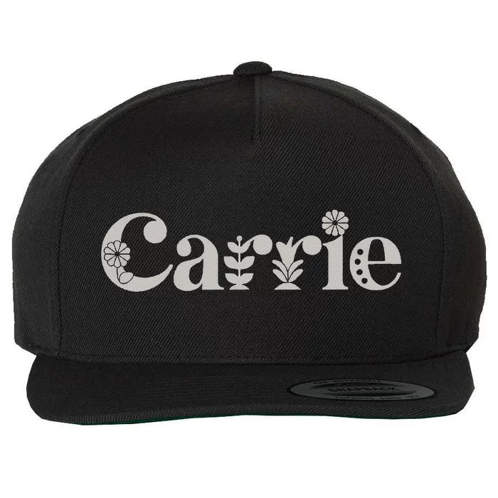 Carrie Name Custom Flower Personalized Botanical Women Mom Wool Snapback Cap