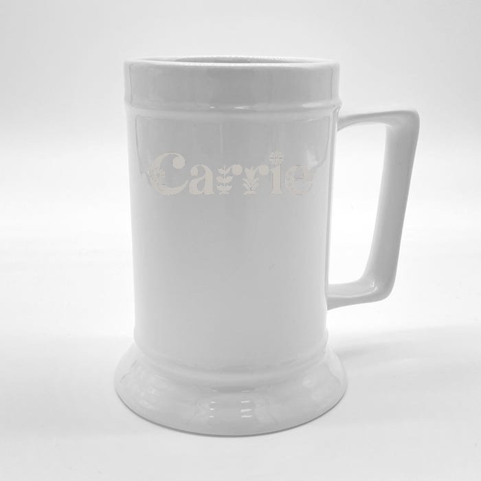 Carrie Name Custom Flower Personalized Botanical Women Mom Front & Back Beer Stein