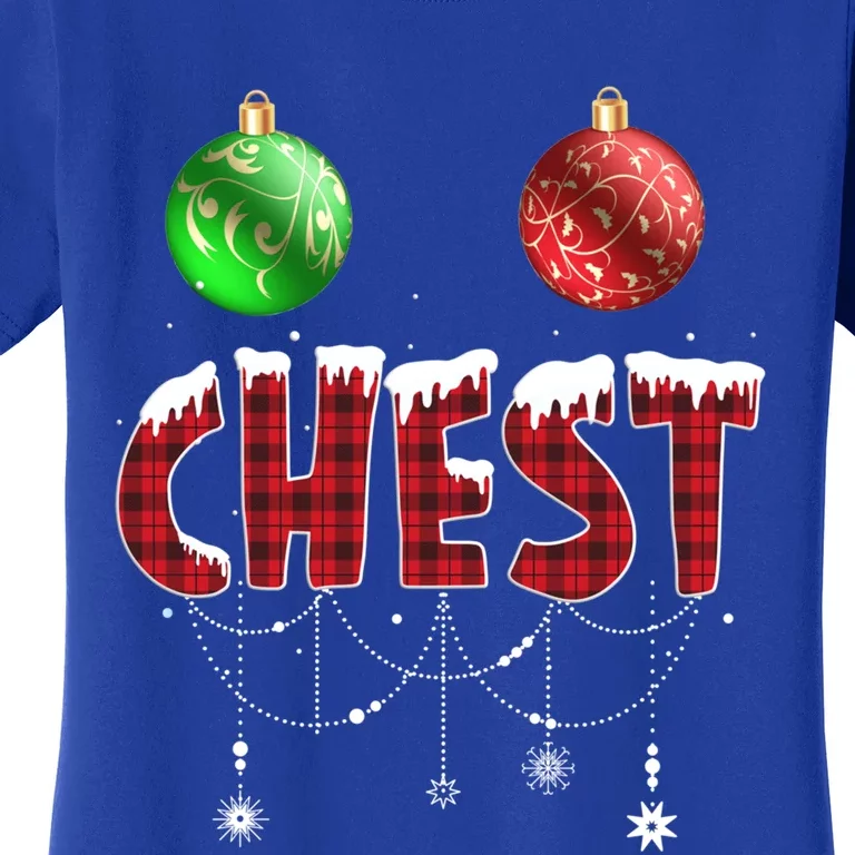 Chest Nuts Christmas Red Plaid Matching Couple Chestnuts Gift Women's T-Shirt