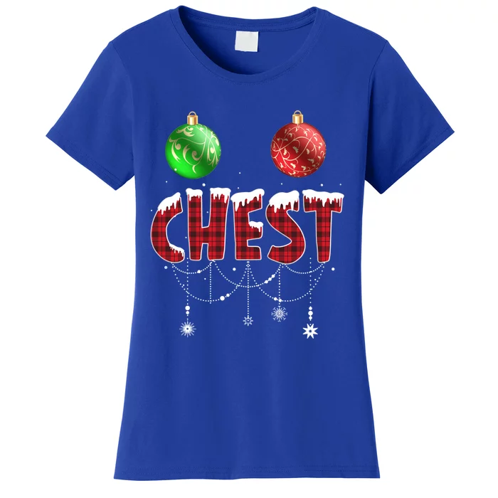 Chest Nuts Christmas Red Plaid Matching Couple Chestnuts Gift Women's T-Shirt