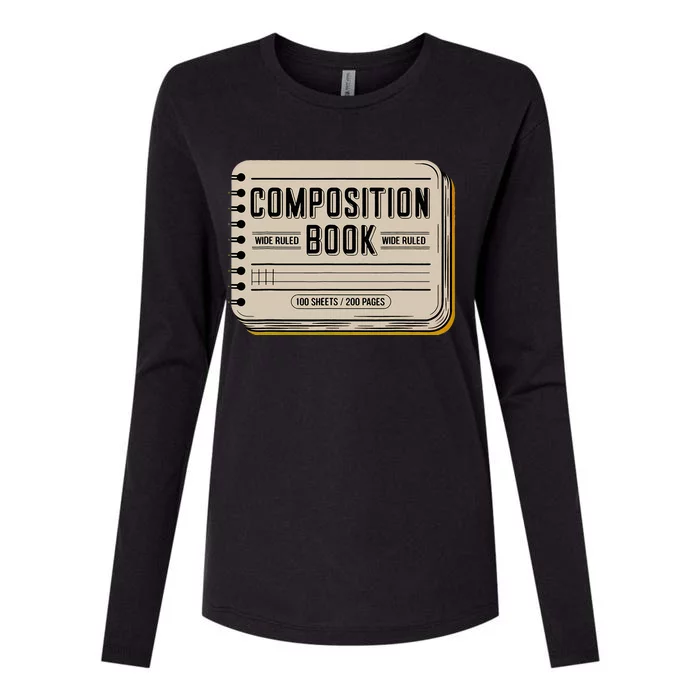 Composition Notebook Costume Womens Cotton Relaxed Long Sleeve T-Shirt