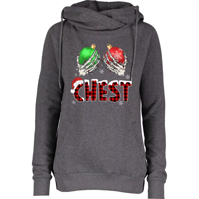 Chest Nuts Christmas Chestnuts Xmas Couple Matching Costume Womens Funnel Neck Pullover Hood