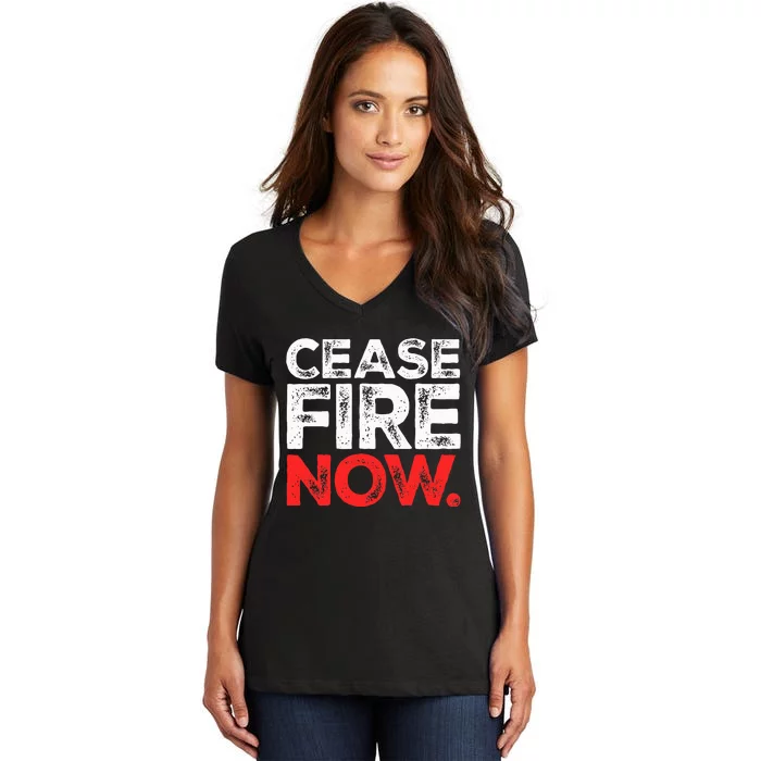 Ceasefire NOW Women's V-Neck T-Shirt