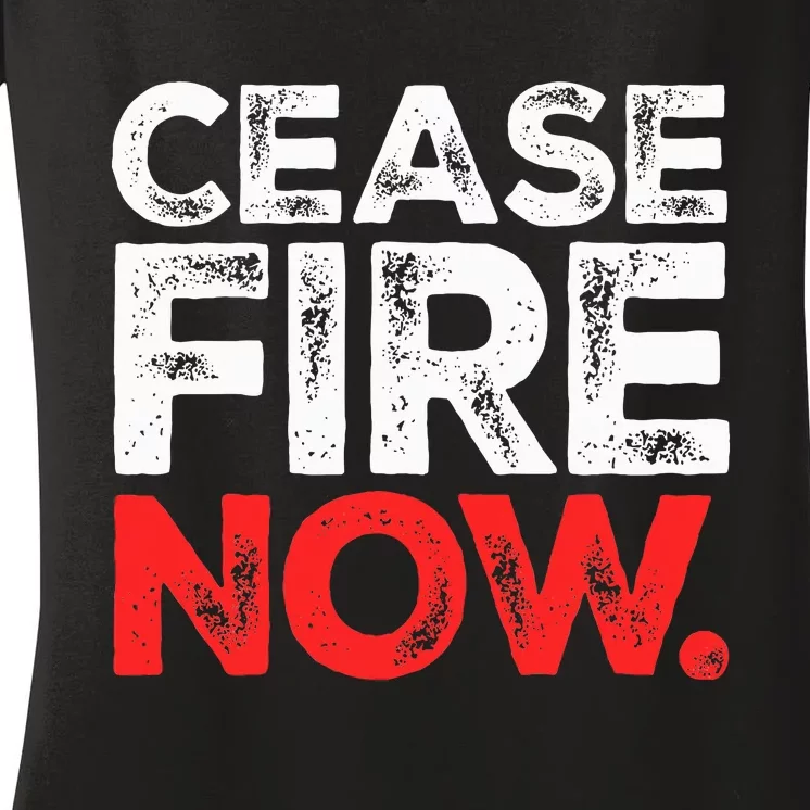 Ceasefire NOW Women's V-Neck T-Shirt