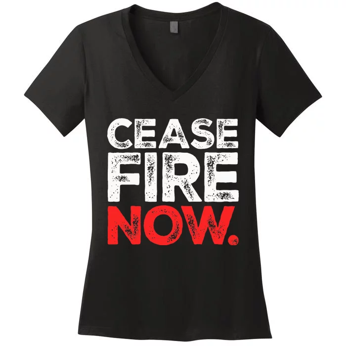 Ceasefire NOW Women's V-Neck T-Shirt