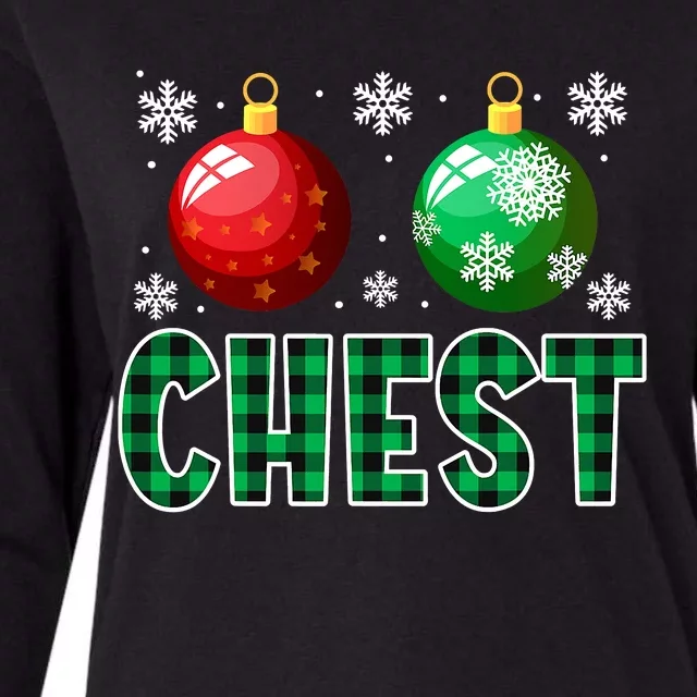 Chest Nuts Christmas Funny Couples Christmas Chestnuts Womens Cotton Relaxed Long Sleeve T-Shirt