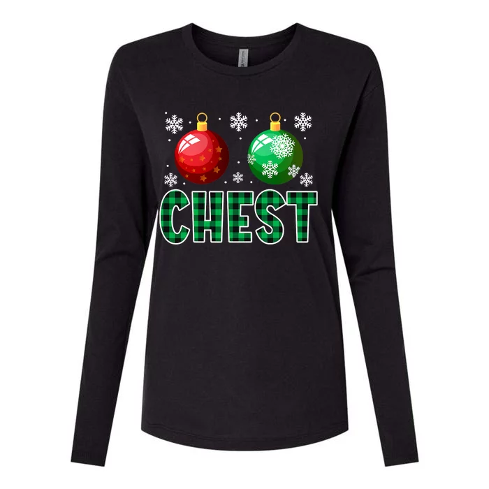 Chest Nuts Christmas Funny Couples Christmas Chestnuts Womens Cotton Relaxed Long Sleeve T-Shirt