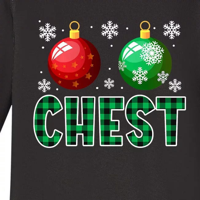 Chest Nuts Christmas Funny Couples Christmas Chestnuts Baby Long Sleeve Bodysuit