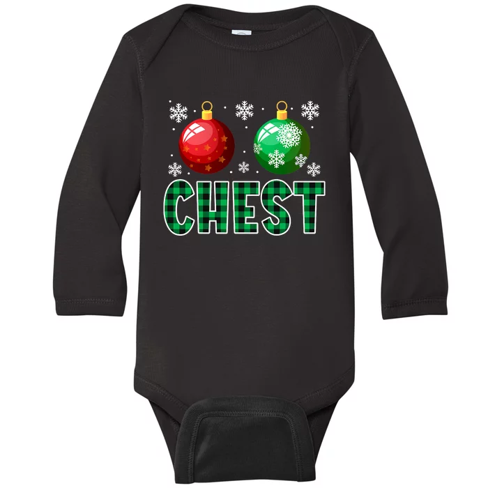 Chest Nuts Christmas Funny Couples Christmas Chestnuts Baby Long Sleeve Bodysuit