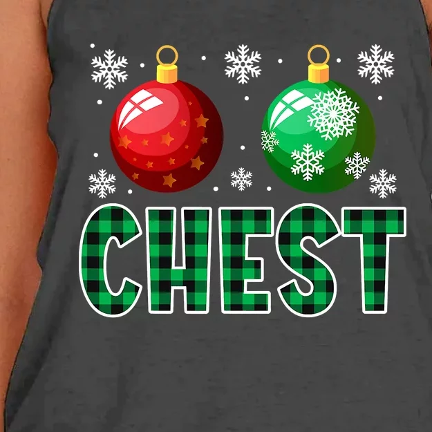 Chest Nuts Christmas Funny Couples Christmas Chestnuts Women's Knotted Racerback Tank