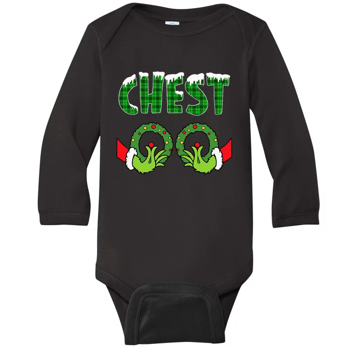 chest nuts christmas   matching couple chestnuts Baby Long Sleeve Bodysuit