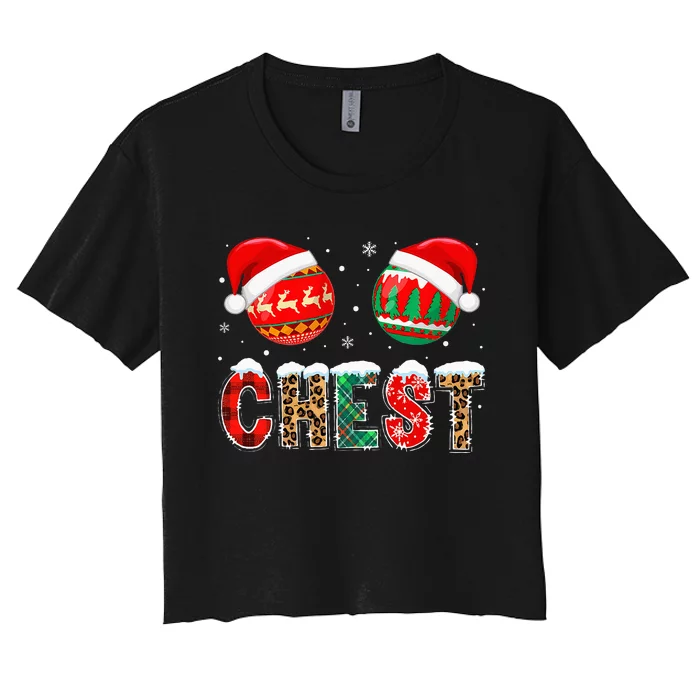 Chest Nuts Couple Christmas Pajama Gift Women's Crop Top Tee