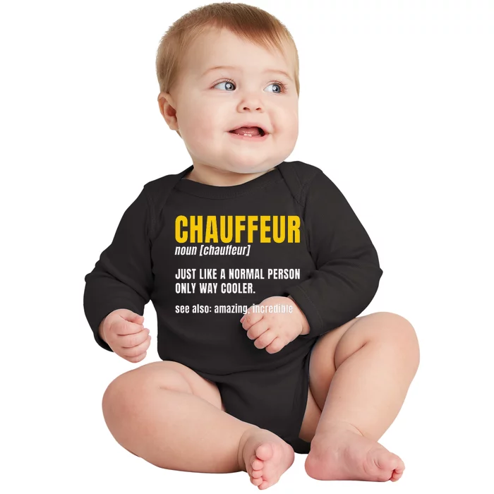 Chauffeur Noun Carpooler Professional Driver Private Limo Baby Long Sleeve Bodysuit