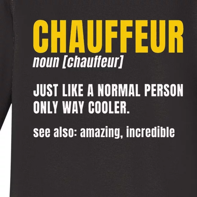 Chauffeur Noun Carpooler Professional Driver Private Limo Baby Long Sleeve Bodysuit