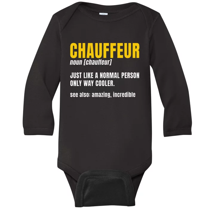 Chauffeur Noun Carpooler Professional Driver Private Limo Baby Long Sleeve Bodysuit