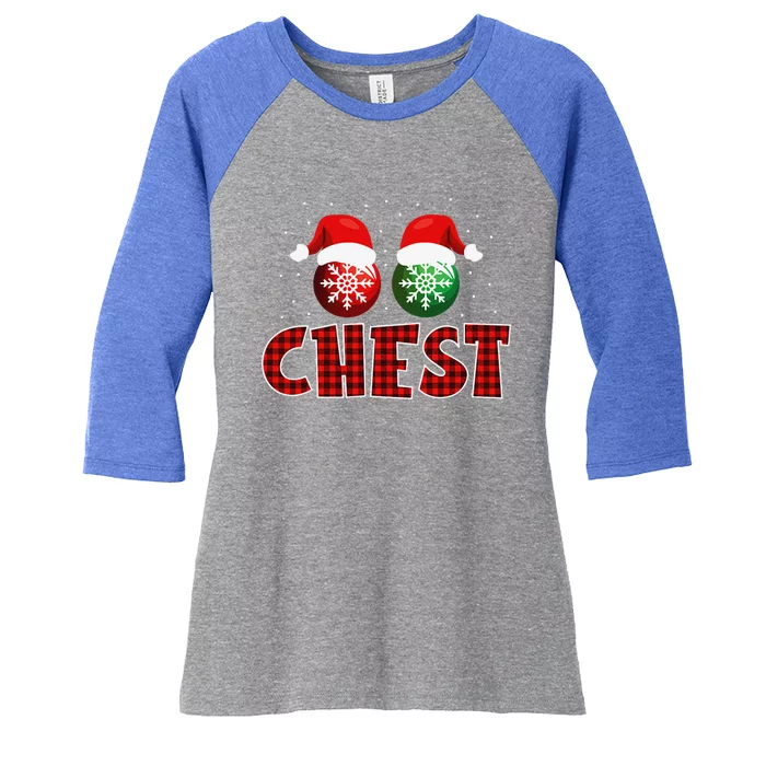 Chest Nuts Christmas Matching Couples Chestnuts Women's Tri-Blend 3/4-Sleeve Raglan Shirt