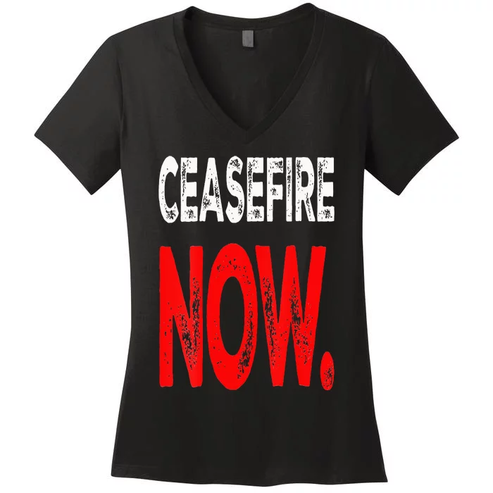 Ceasefire NOW Women's V-Neck T-Shirt