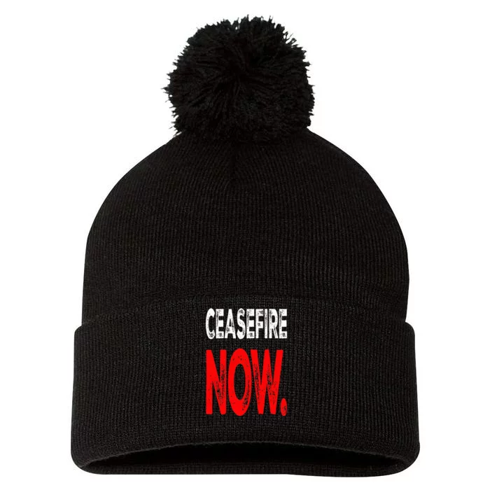 Ceasefire NOW Pom Pom 12in Knit Beanie