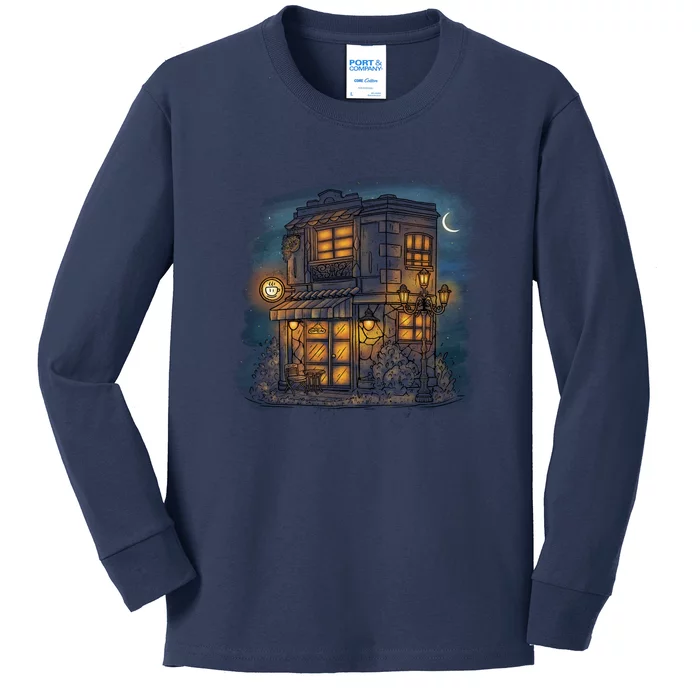 Cafe Night Kids Long Sleeve Shirt