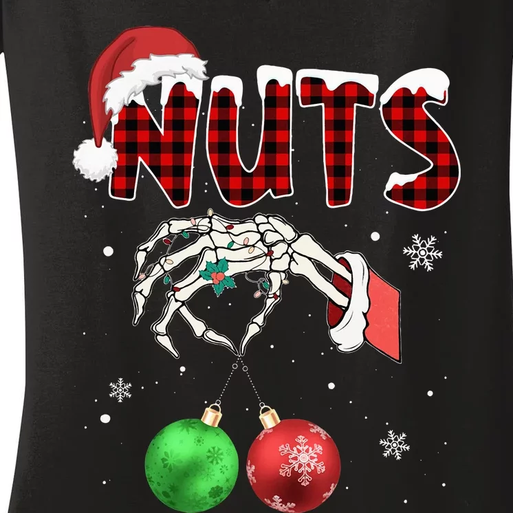 Chest Nuts Christmas Funny Xmas Couples Women's V-Neck T-Shirt