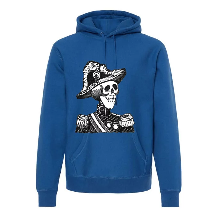 Calaca Naval Capitan Cool Gift Mexico Skeleton Style Gift Premium Hoodie