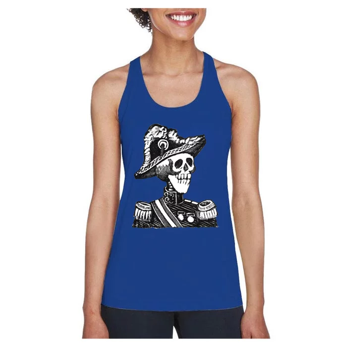 Calaca Naval Capitan Cool Gift Mexico Skeleton Style Gift Women's Racerback Tank