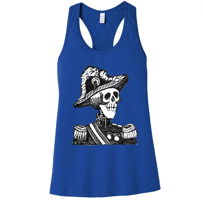 Calaca Naval Capitan Cool Gift Mexico Skeleton Style Gift Women's Racerback Tank