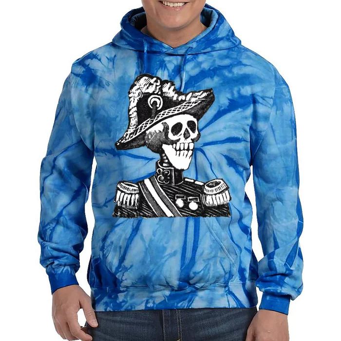 Calaca Naval Capitan Cool Gift Mexico Skeleton Style Gift Tie Dye Hoodie