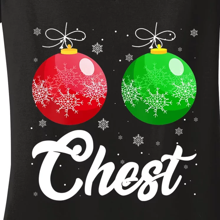 Chest Nuts Christmas Matching Couple Chestnuts Xmas Pajamas Women's V-Neck T-Shirt