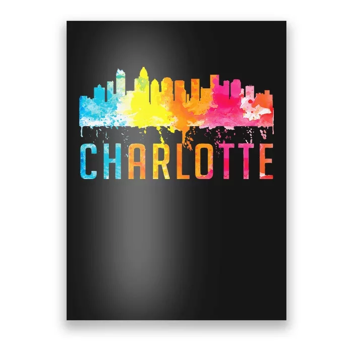 Charlotte North Carolina Watercolor Skyline Souvenir Poster