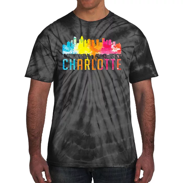 Charlotte North Carolina Watercolor Skyline Souvenir Tie-Dye T-Shirt