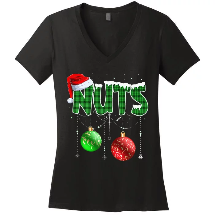 Chest Nuts Christmas Matching Couple Chestnuts Women's V-Neck T-Shirt