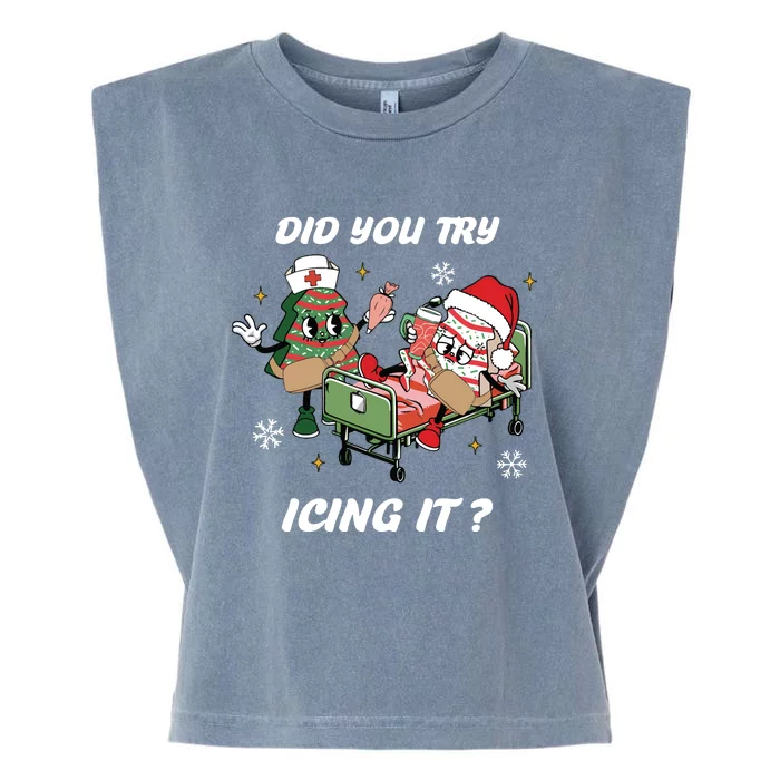 Christmas Nurse Did You Try Icing It Nurse Christmas Garment-Dyed Women's Muscle Tee