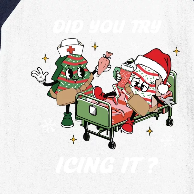 Christmas Nurse Did You Try Icing It Nurse Christmas Baseball Sleeve Shirt