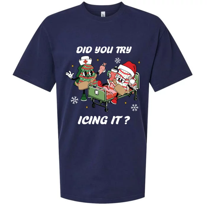 Christmas Nurse Did You Try Icing It Nurse Christmas Sueded Cloud Jersey T-Shirt