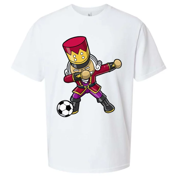 Christmas Nutcracker Dabbing Soccer Player Team Coach Dad Sueded Cloud Jersey T-Shirt