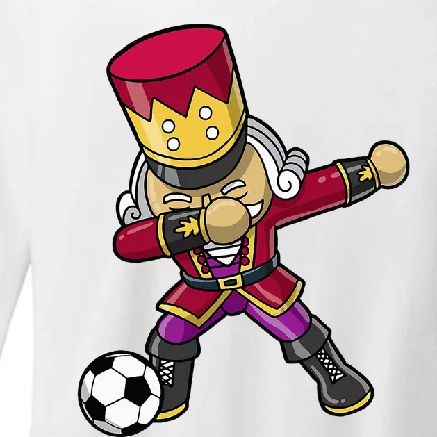 Christmas Nutcracker Dabbing Soccer Player Team Coach Dad Womens CVC Long Sleeve Shirt