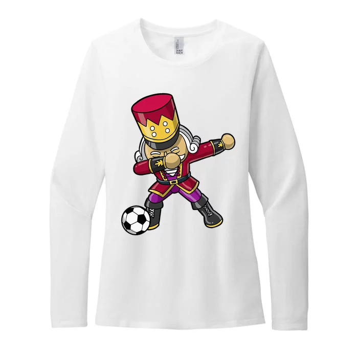 Christmas Nutcracker Dabbing Soccer Player Team Coach Dad Womens CVC Long Sleeve Shirt