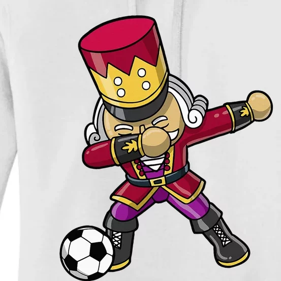 Christmas Nutcracker Dabbing Soccer Player Team Coach Dad Women's Pullover Hoodie