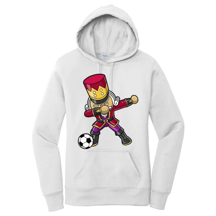 Christmas Nutcracker Dabbing Soccer Player Team Coach Dad Women's Pullover Hoodie