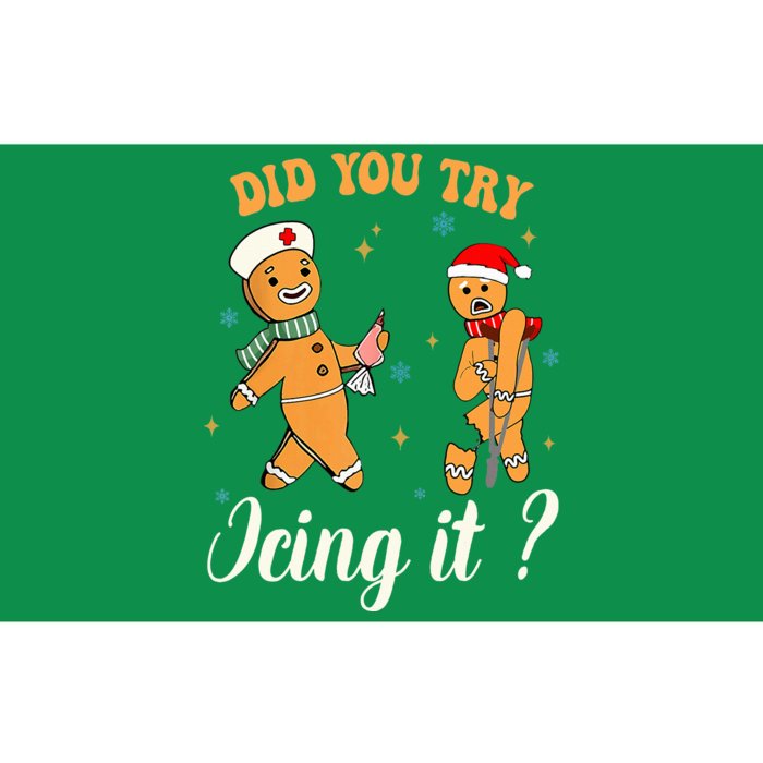 Christmas Nurse Did You Try Icing It Gingerbread Man Bumper Sticker