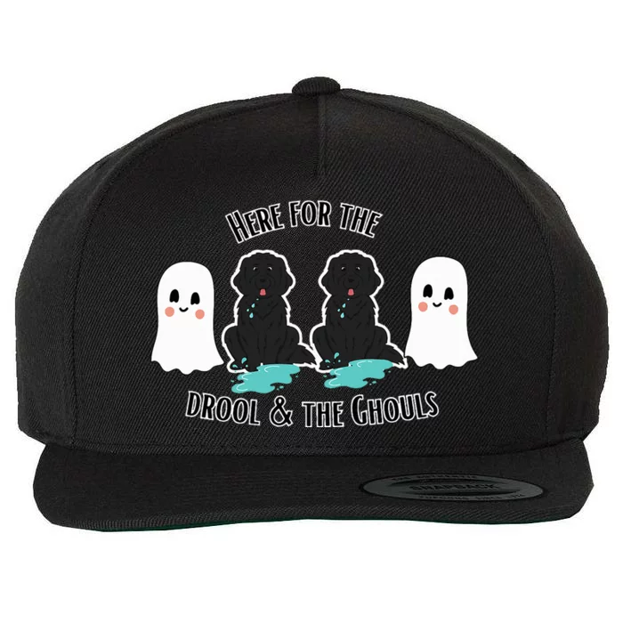 Cute Newfie Dog Halloween Ghosts Here For The Drool & Ghouls Wool Snapback Cap