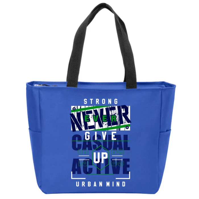 Cool Never Ever Give Up Never Surrender Illustration Graphic Gift Zip Tote Bag