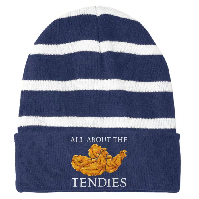 Chicken Nugget Funny Food Striped Beanie with Solid Band