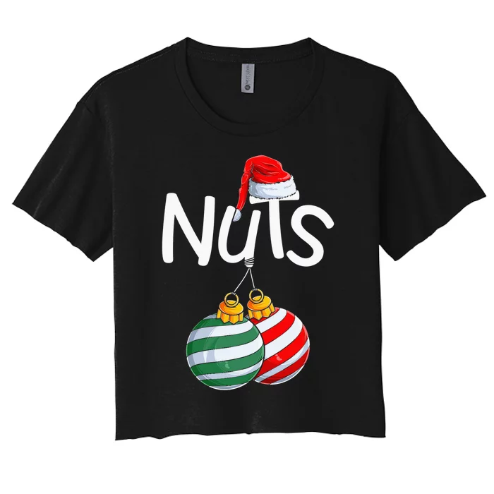 Chest Nuts Funny Matching Chestnuts Christmas Couples Nuts Women's Crop Top Tee