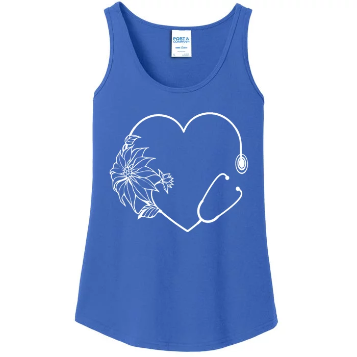 Cute Nurse Floral Stethoscope Nursing School Health Flower Gift Ladies Essential Tank