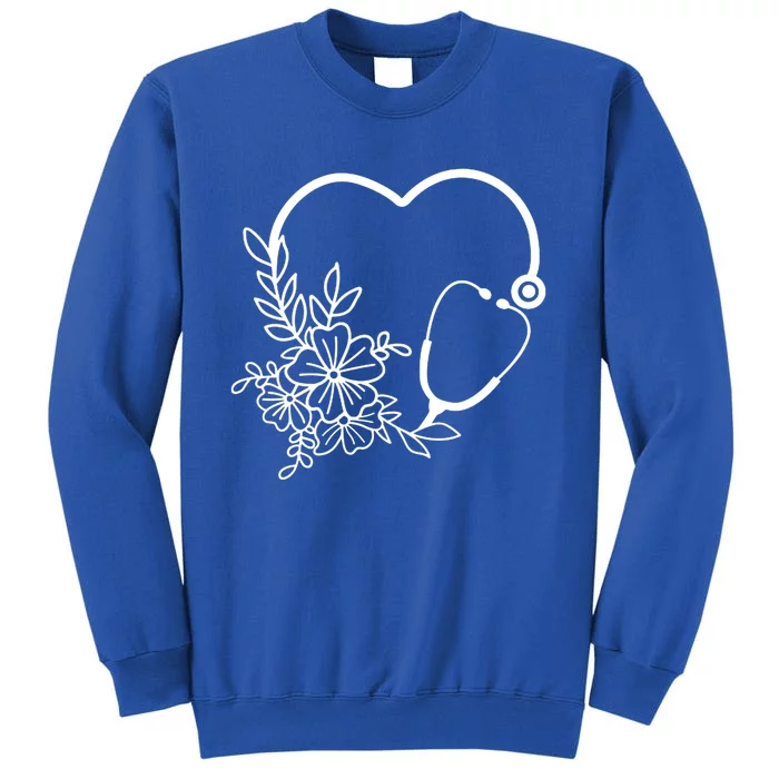 Cute Nurse Floral Stethoscope Nursing School Healthcare Great Gift Tall Sweatshirt